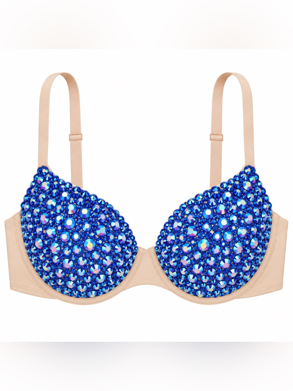Sapphire Blue AB Iridescent Jelly Rhinestone Sparkly Bra Limited Special